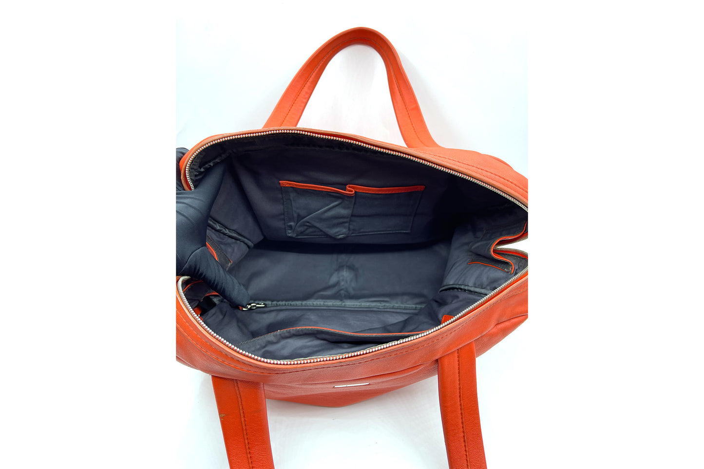 Calvin Klein Orange Calf Leather Boston Bag