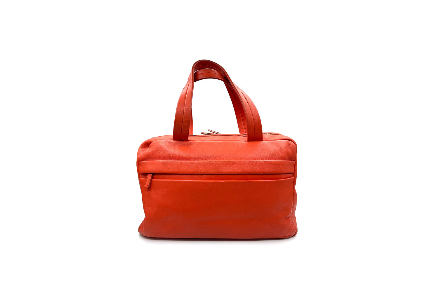 Calvin Klein Orange Calf Leather Boston Bag