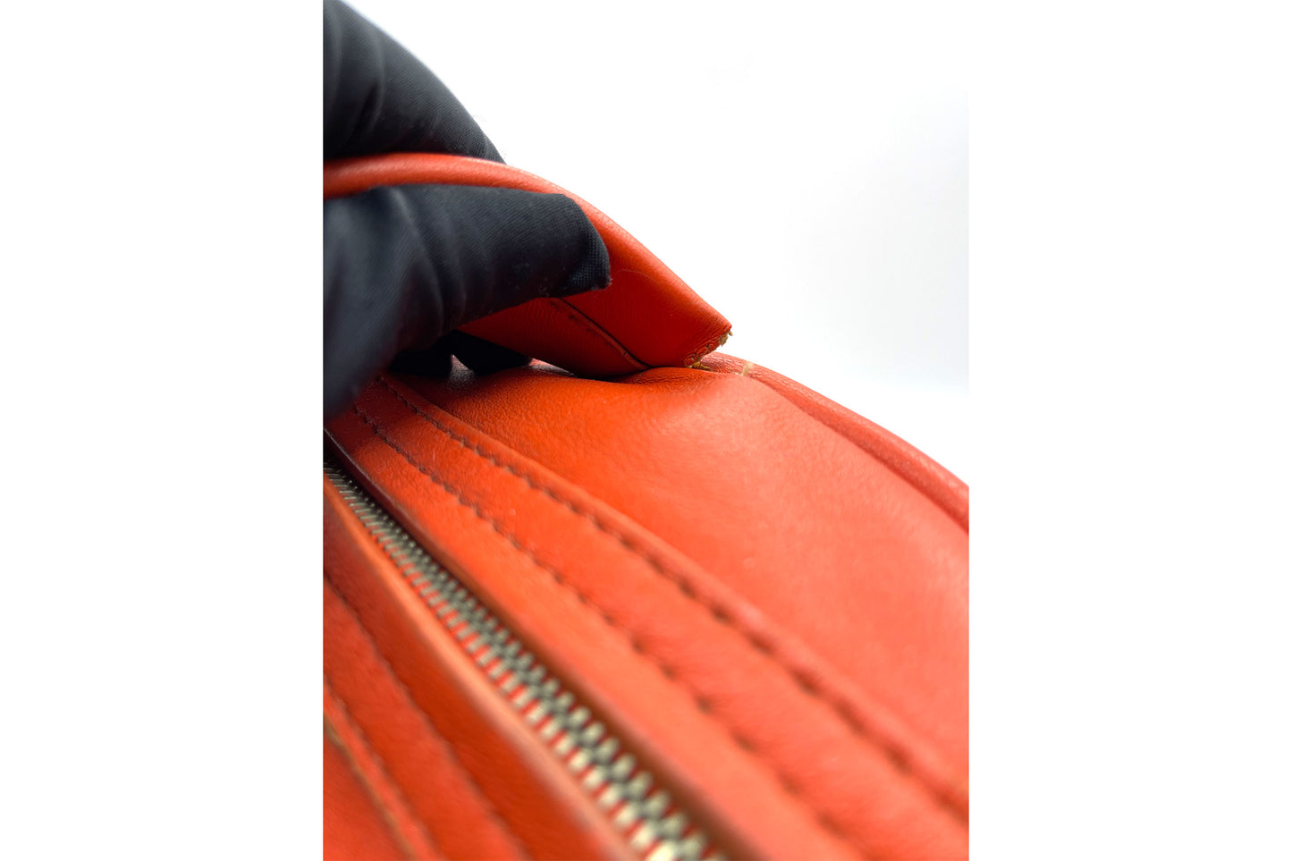 Calvin Klein Orange Calf Leather Boston Bag