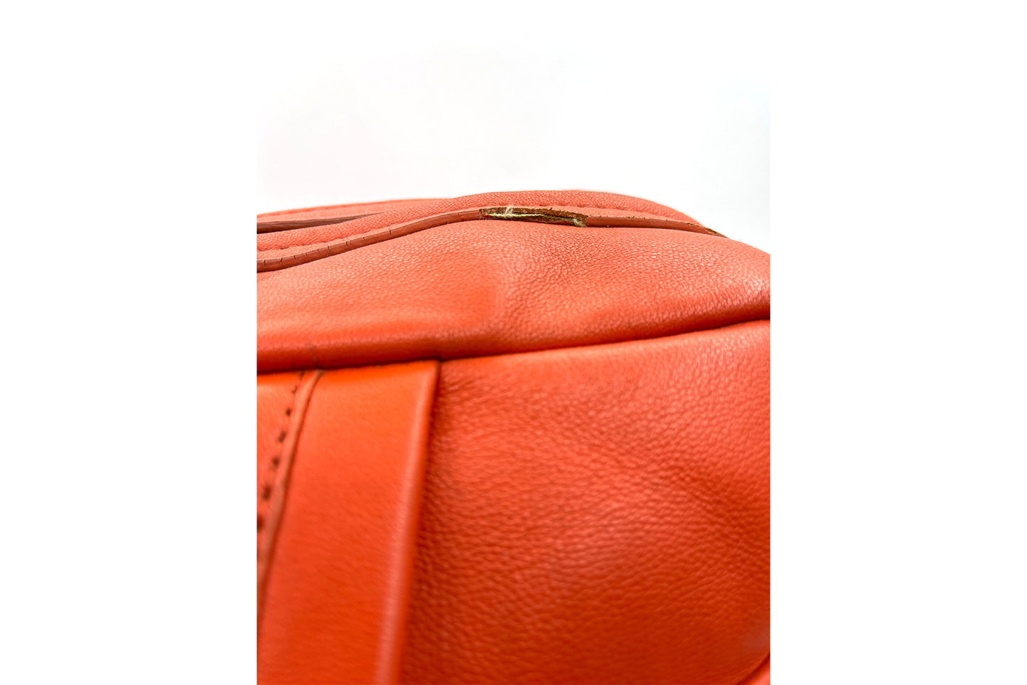 Calvin Klein Orange Calf Leather Boston Bag