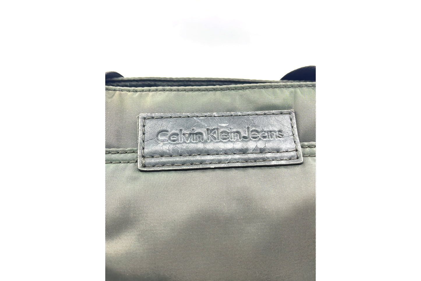 Calvin Klein Green Nylon Black Trim Tote Bag