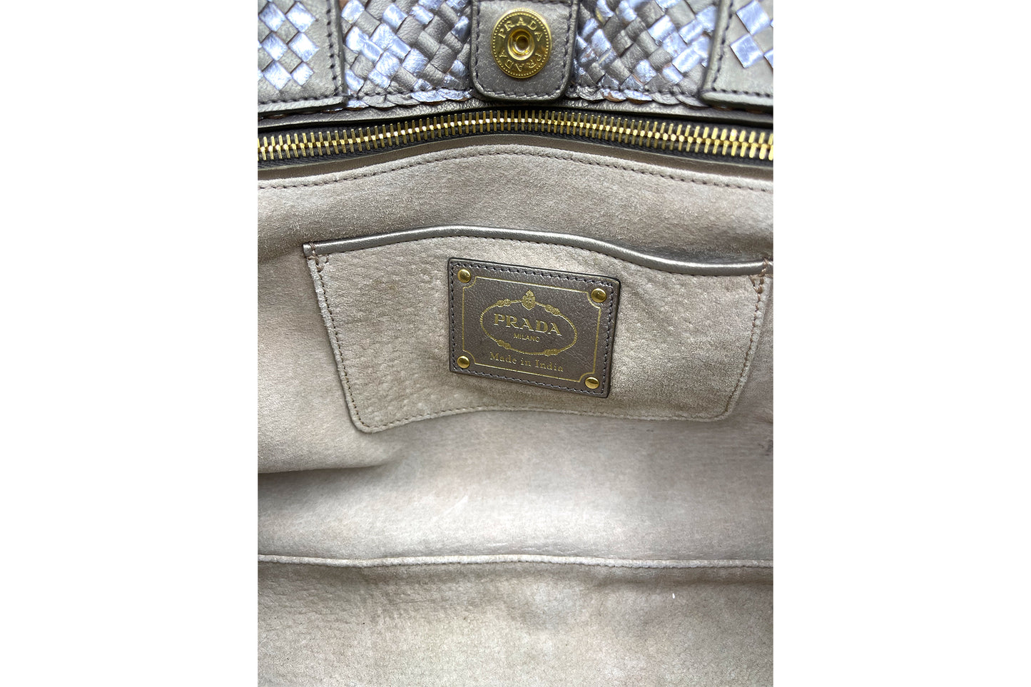 Prada Madras Large Silver and Gold BN2113