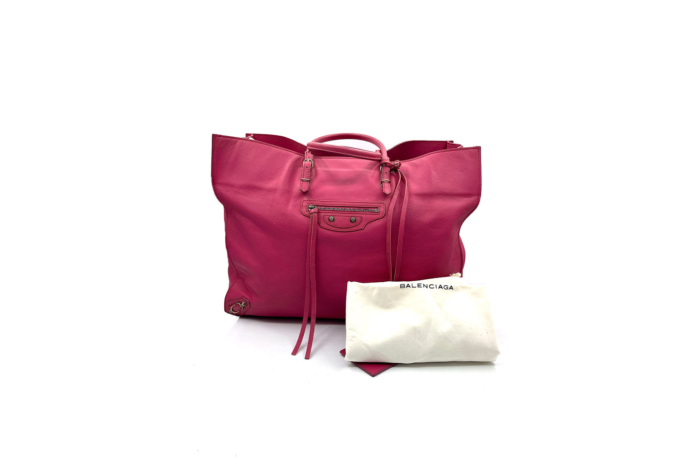 Balenciaga Holiday A4 Fuchsia Leather Tote