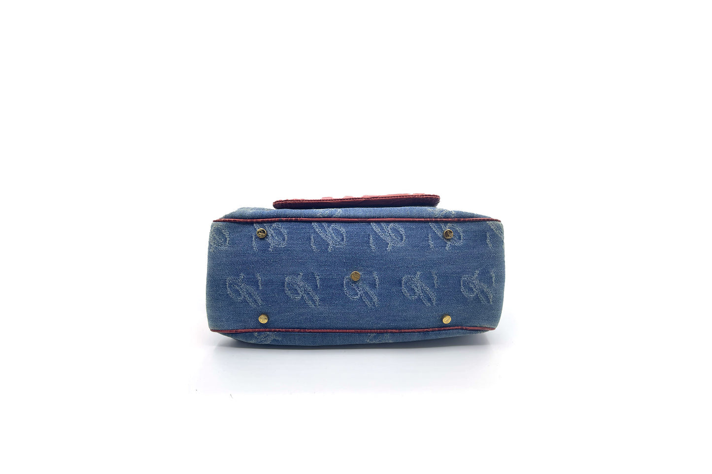 Chopard Denim and Red Croc Skin Handbag