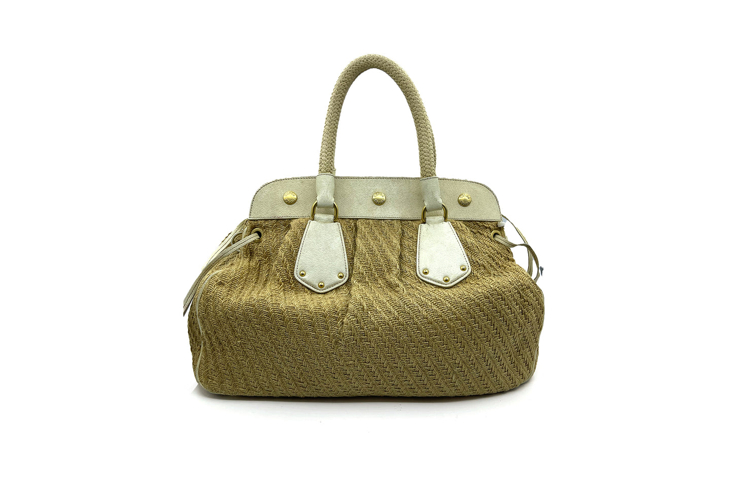 Prada Fabric Brown White Carry Bag