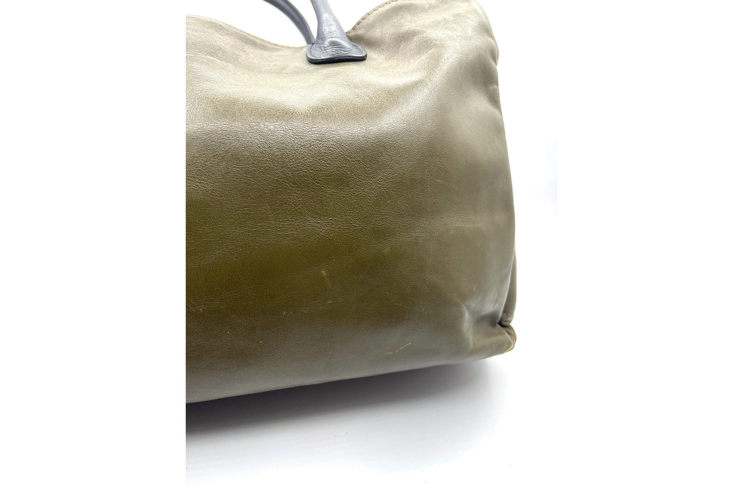 Rabeanco Olive Leather Double Zip Shoulder Bag
