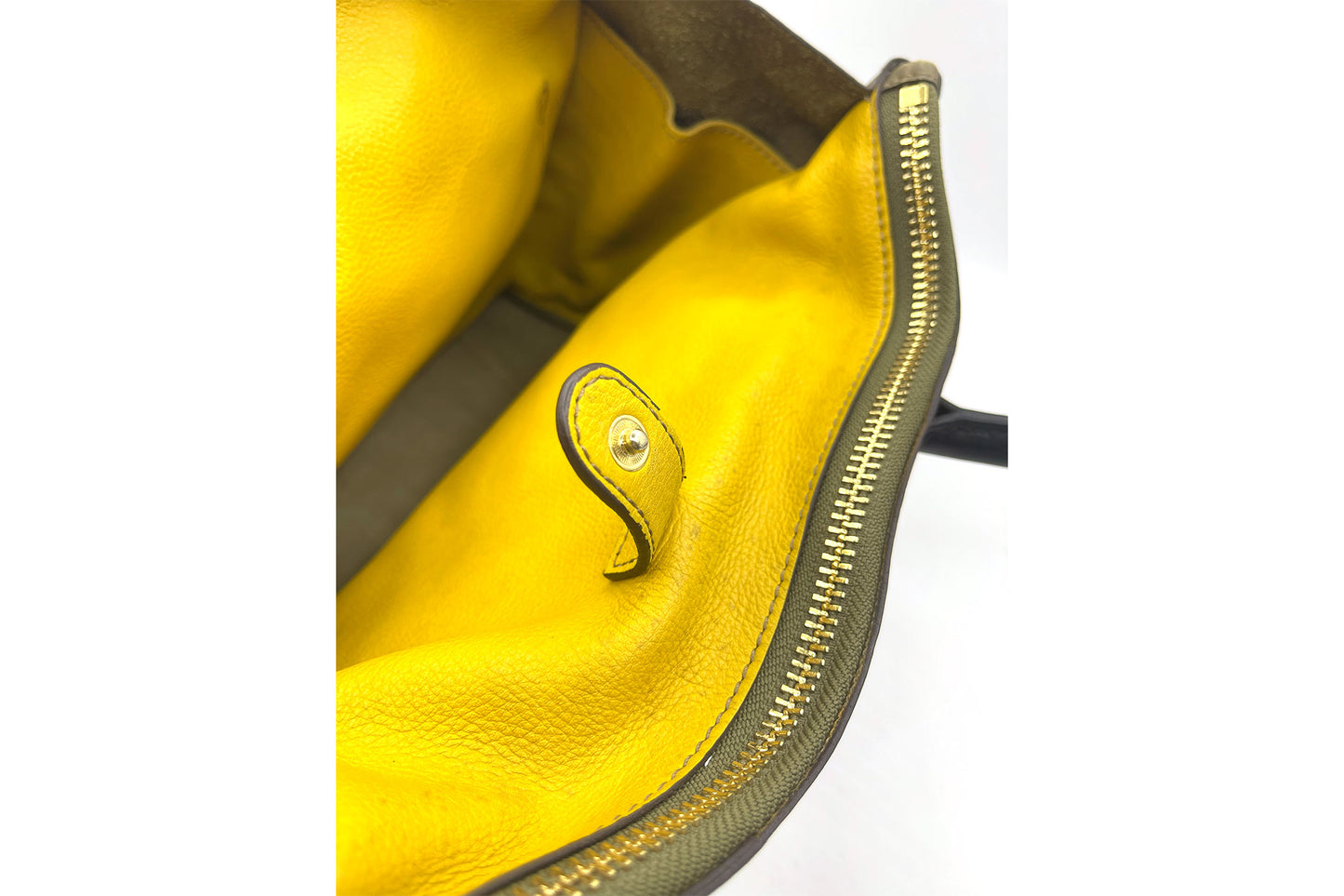 Rabeanco Olive Leather Double Zip Shoulder Bag