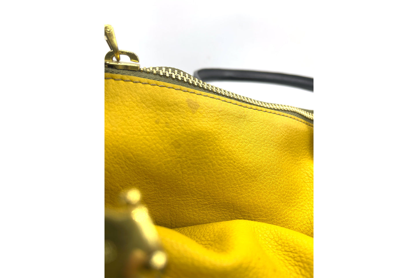 Rabeanco Olive Leather Double Zip Shoulder Bag
