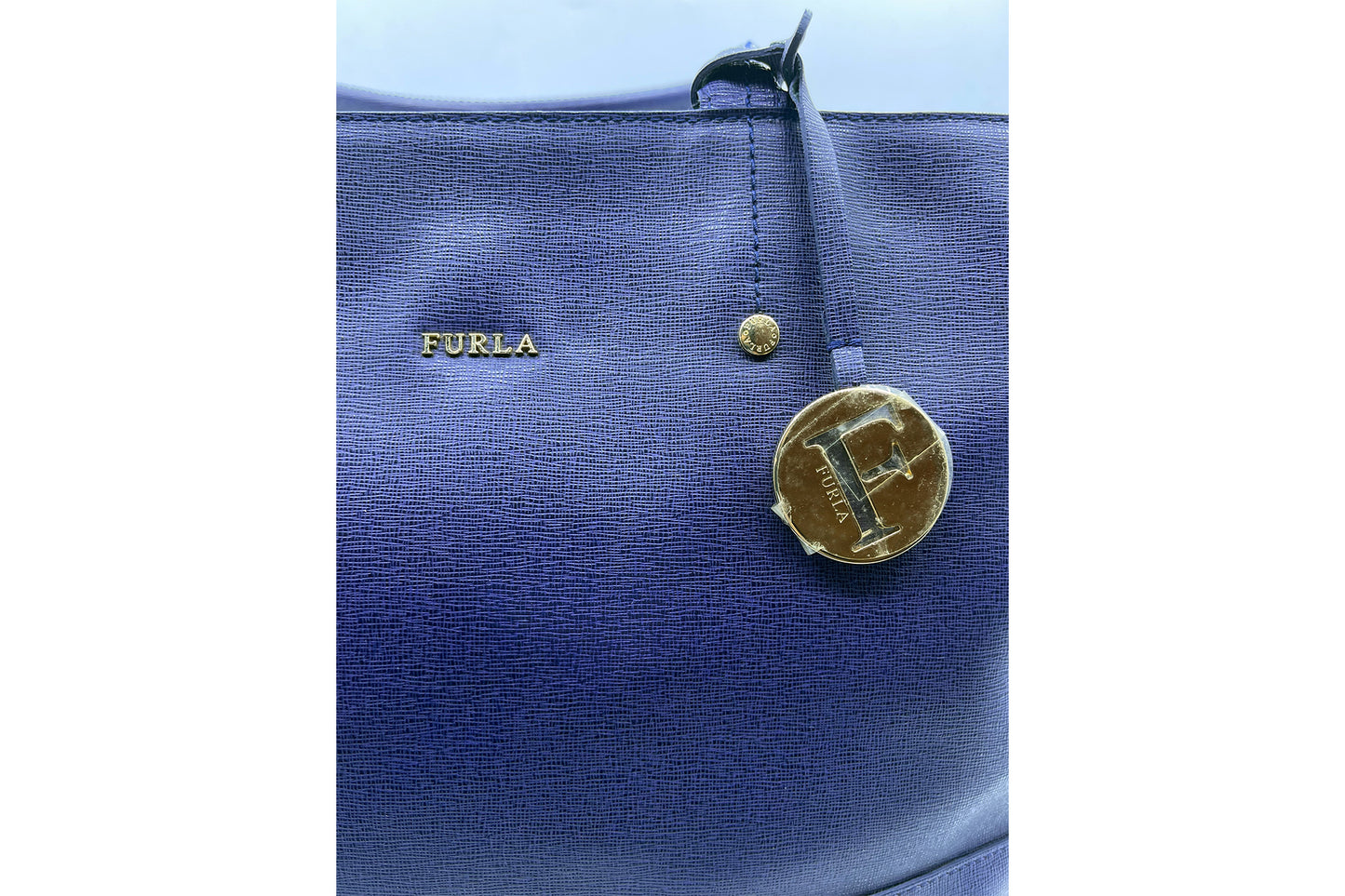 Furla Indigo Blue Shopper Tote
