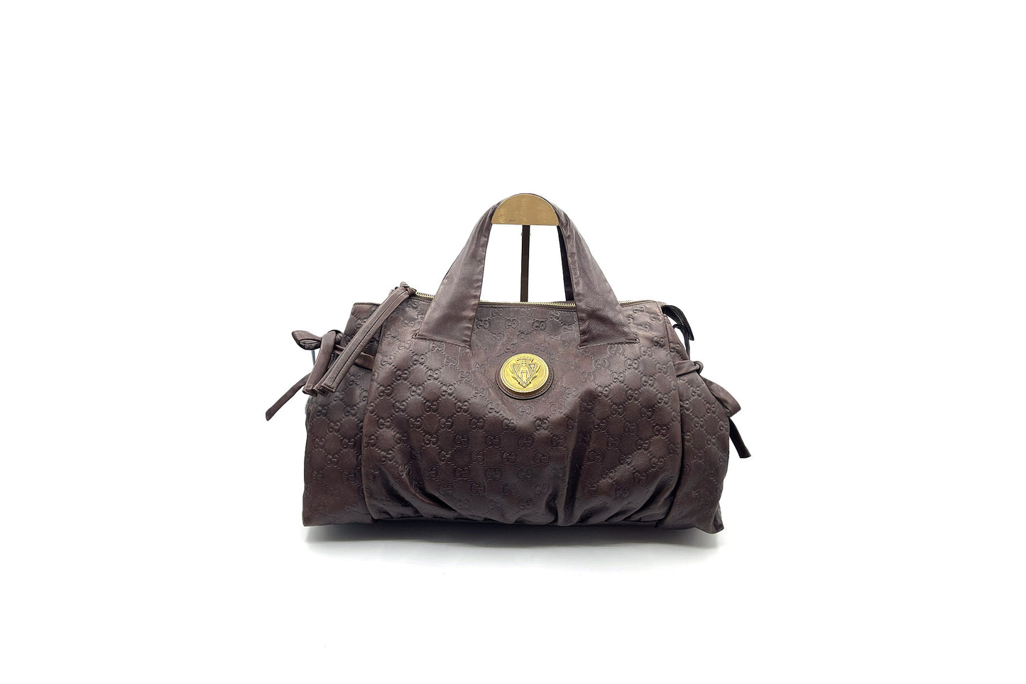 Gucci Brown Monogram D-Ring Hand Carry Bag