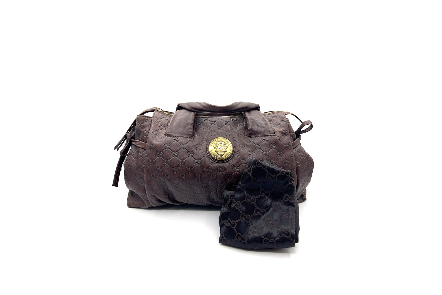 Gucci Brown Monogram D-Ring Hand Carry Bag