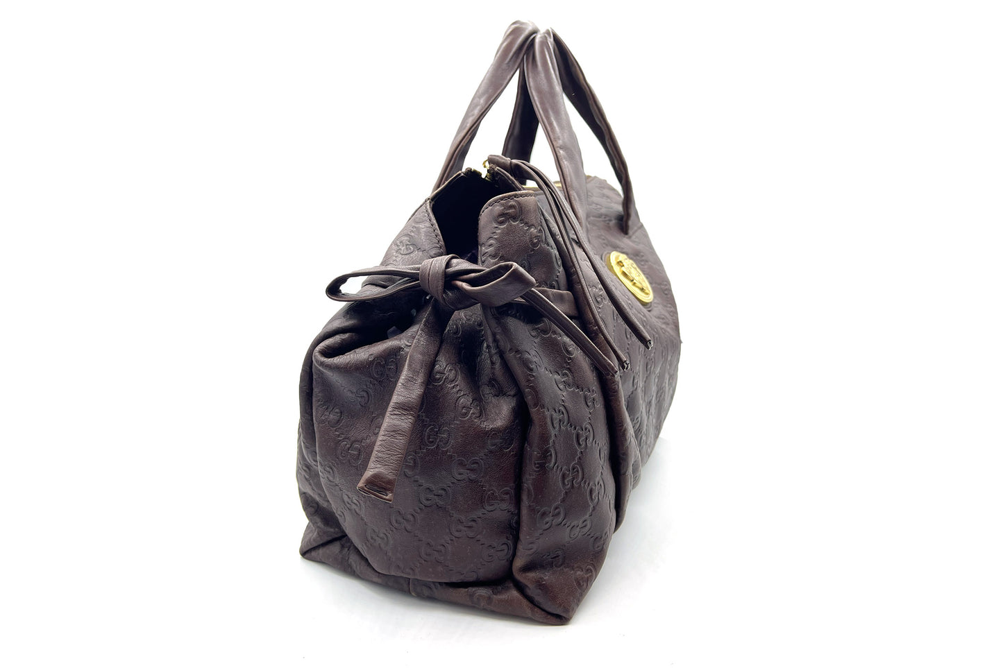 Gucci Brown Monogram D-Ring Hand Carry Bag