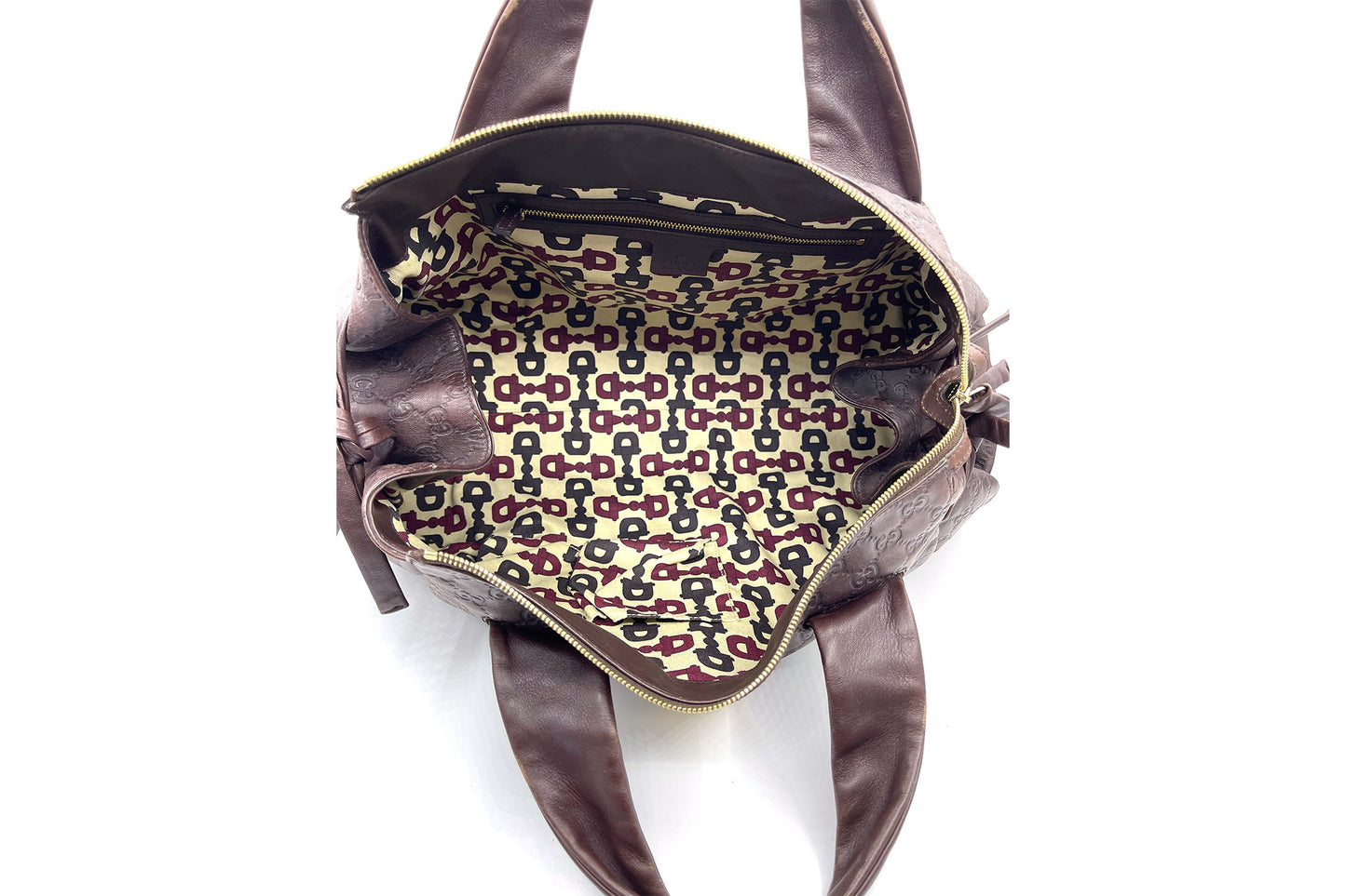 Gucci Brown Monogram D-Ring Hand Carry Bag