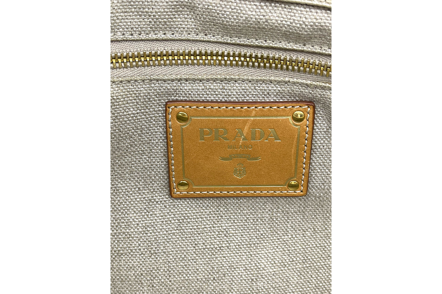 Prada Cobalto Canapa Righe Shopping Tote