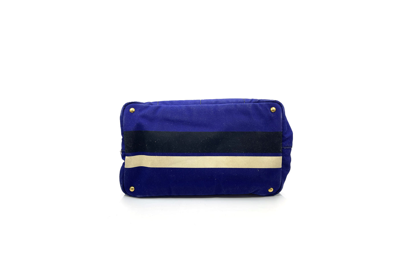 Prada Cobalto Canapa Righe Shopping Tote