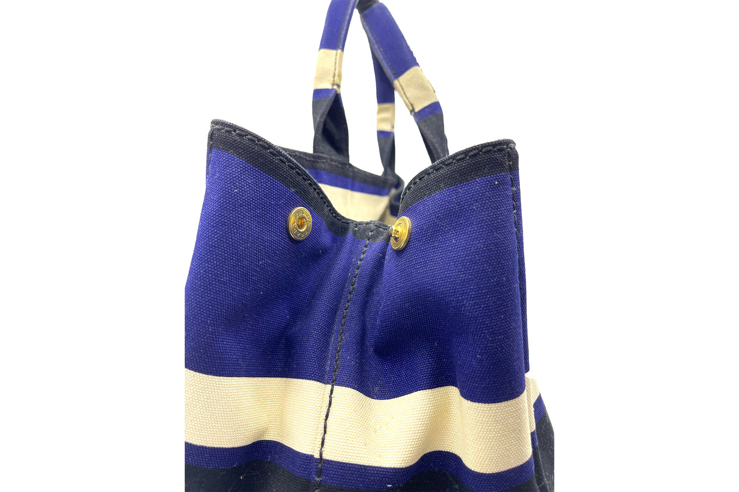 Prada Cobalto Canapa Righe Shopping Tote