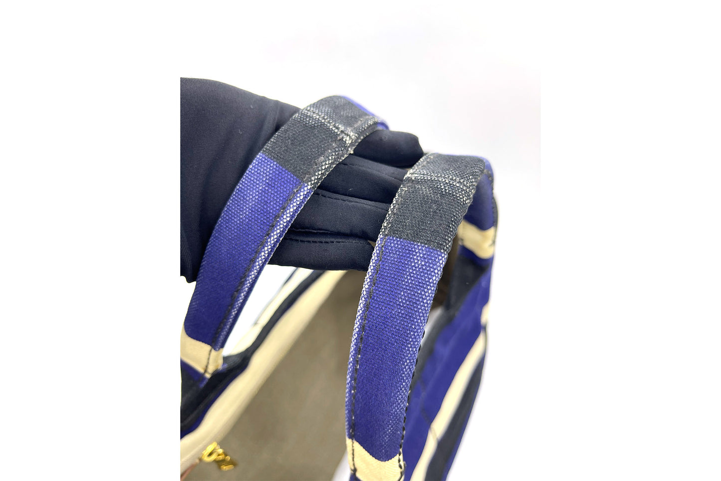 Prada Cobalto Canapa Righe Shopping Tote