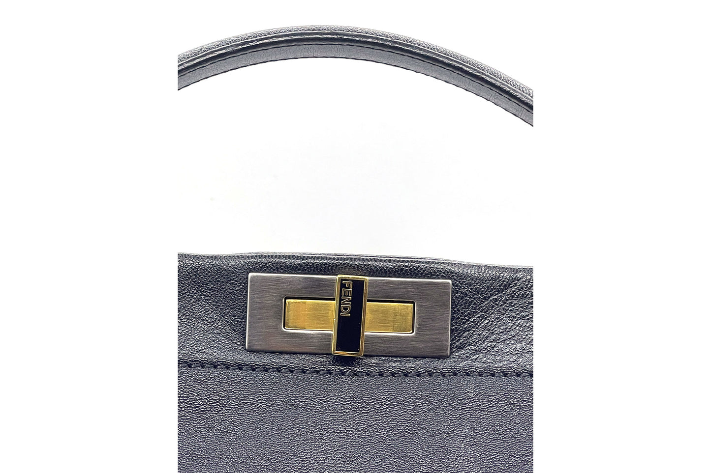 Fendi Peekaboo Black Medium Calfskin Leather Bag