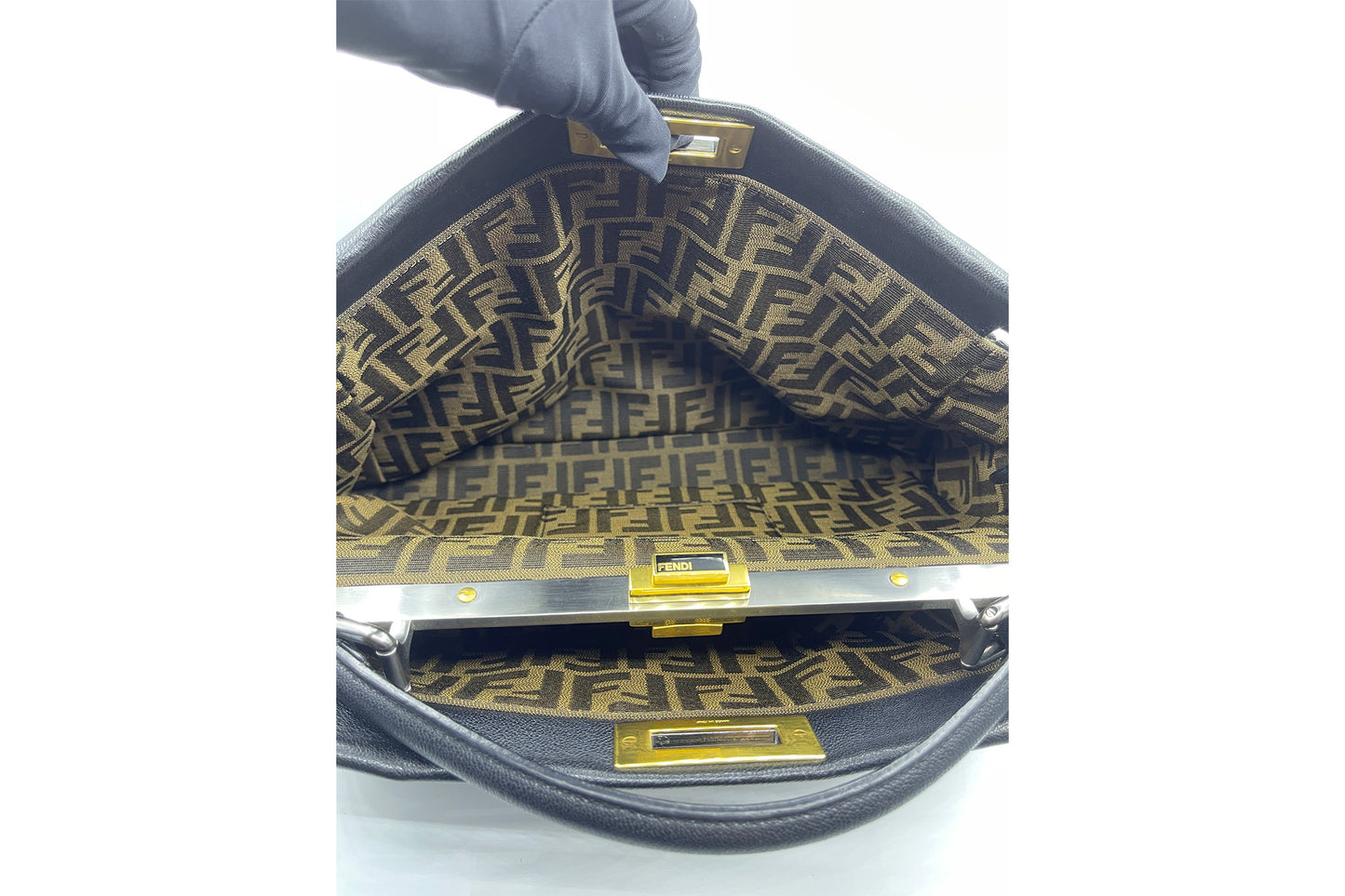 Fendi Peekaboo Black Medium Calfskin Leather Bag
