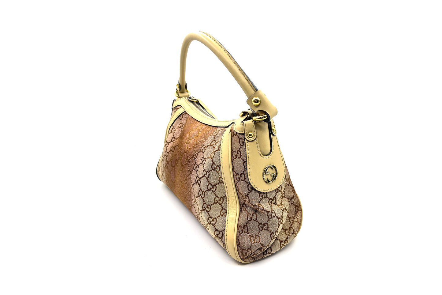 Gucci Beige/Pink GG Canvas Scarlett Small Hobo Bag