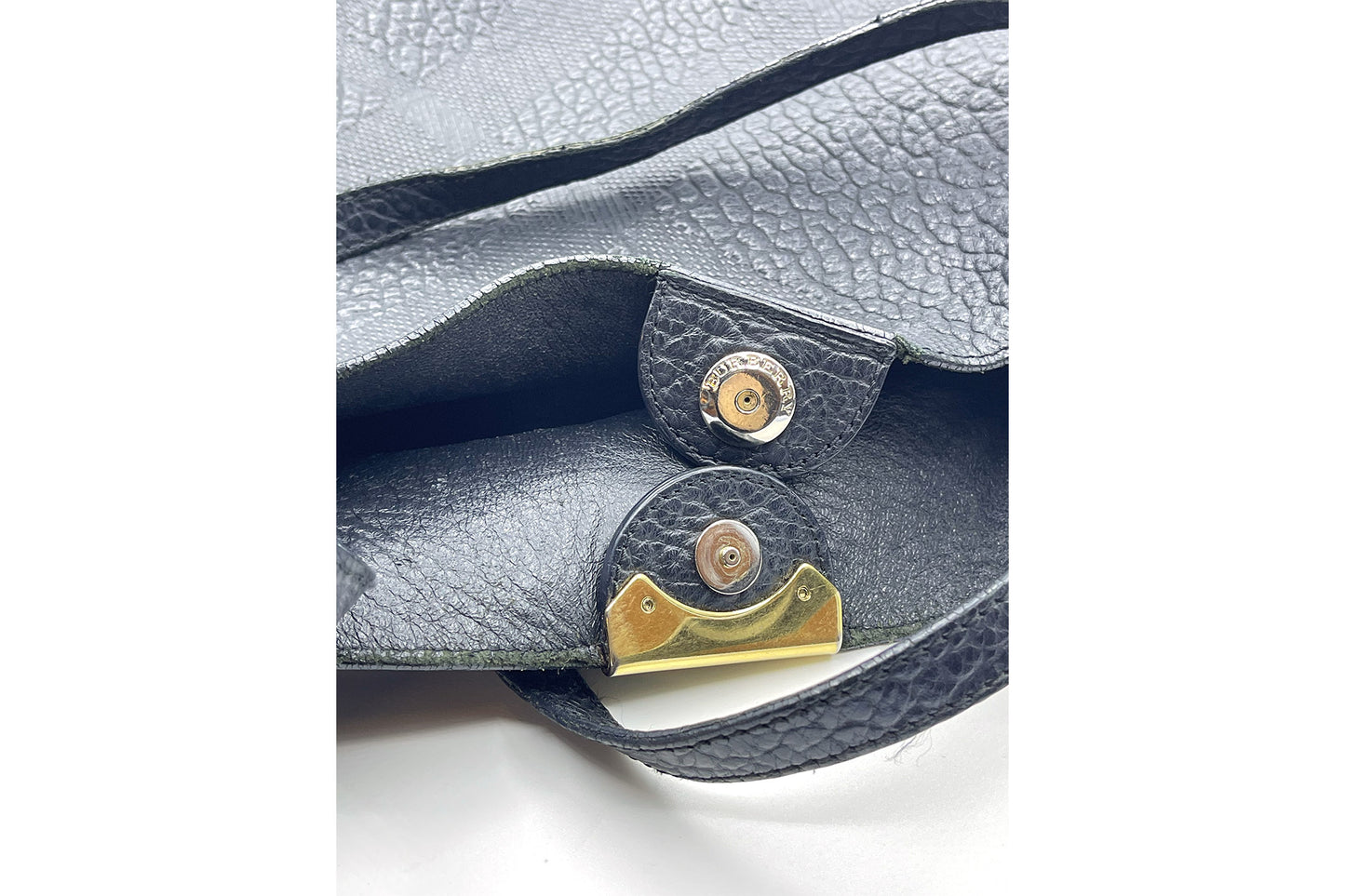 Burberry Canterbury Black Embossed Check Leather Tote