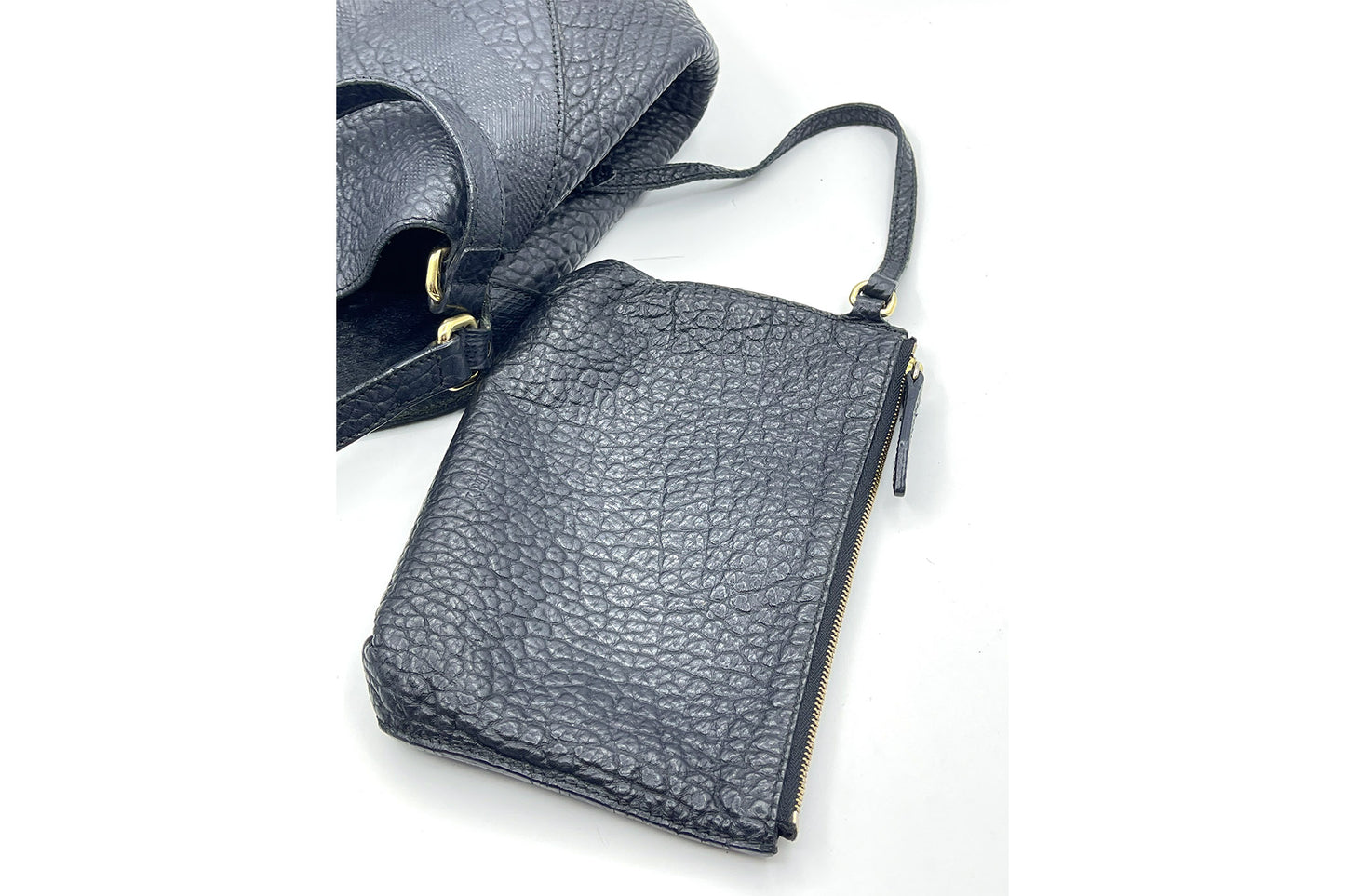 Burberry Canterbury Black Embossed Check Leather Tote