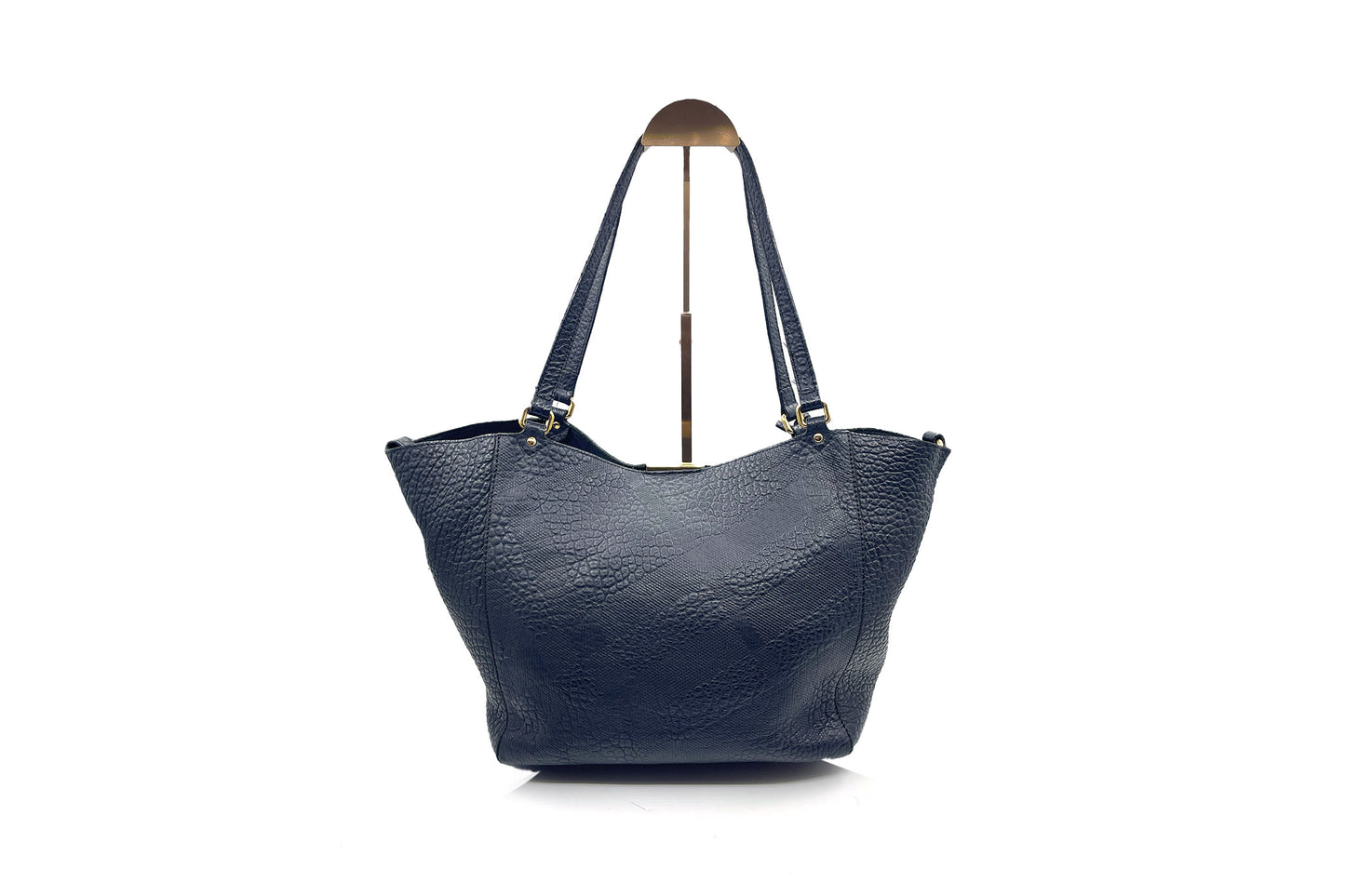 Burberry Canterbury Black Embossed Check Leather Tote