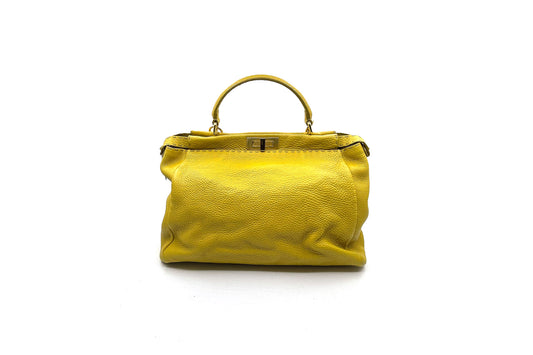 Fendi Yellow Selleria Leather Large Peekaboo Bag