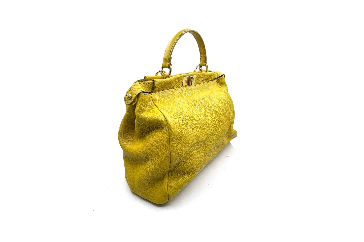 Fendi Yellow Selleria Leather Large Peekaboo Bag