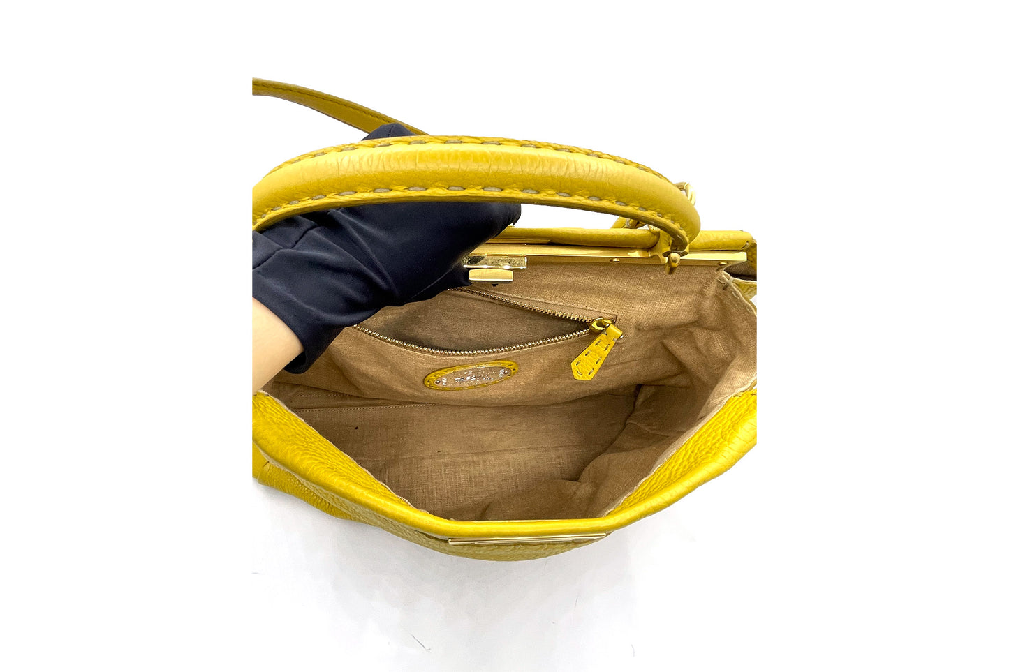 Fendi Yellow Selleria Leather Large Peekaboo Bag