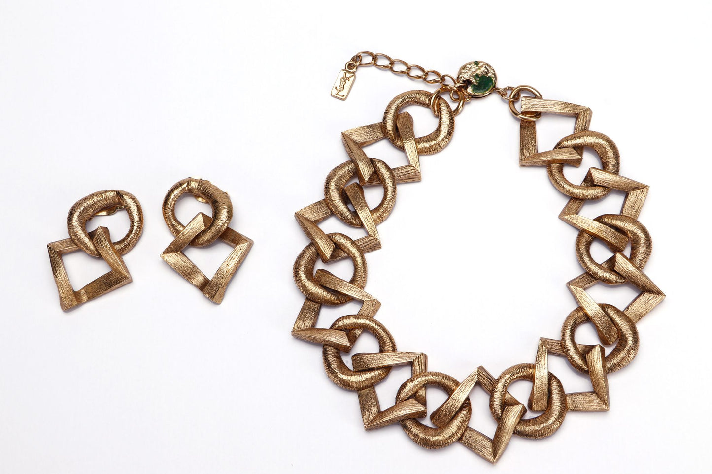 YSL Vintage Earrings and Choker Set Gold