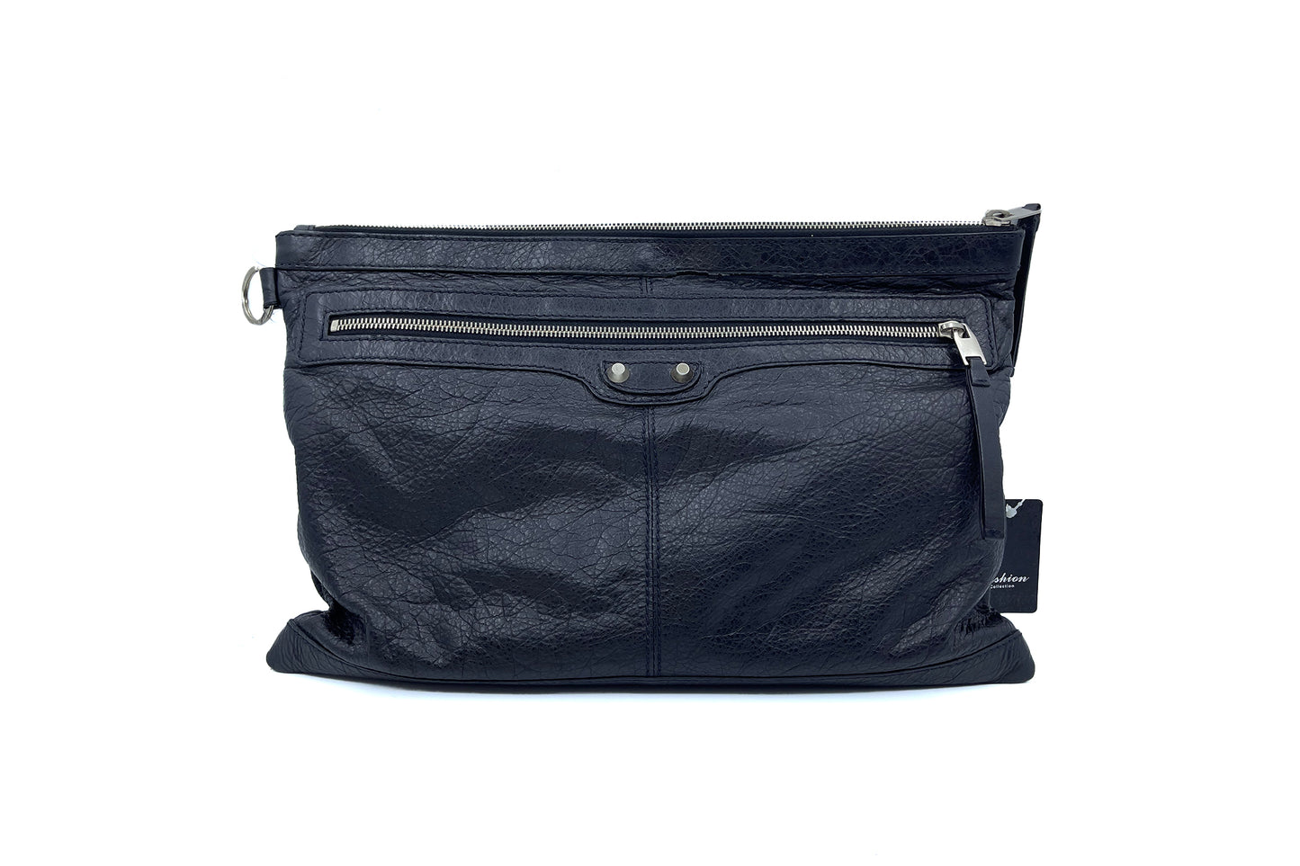 Balenciaga Black Crease Leather Clutch