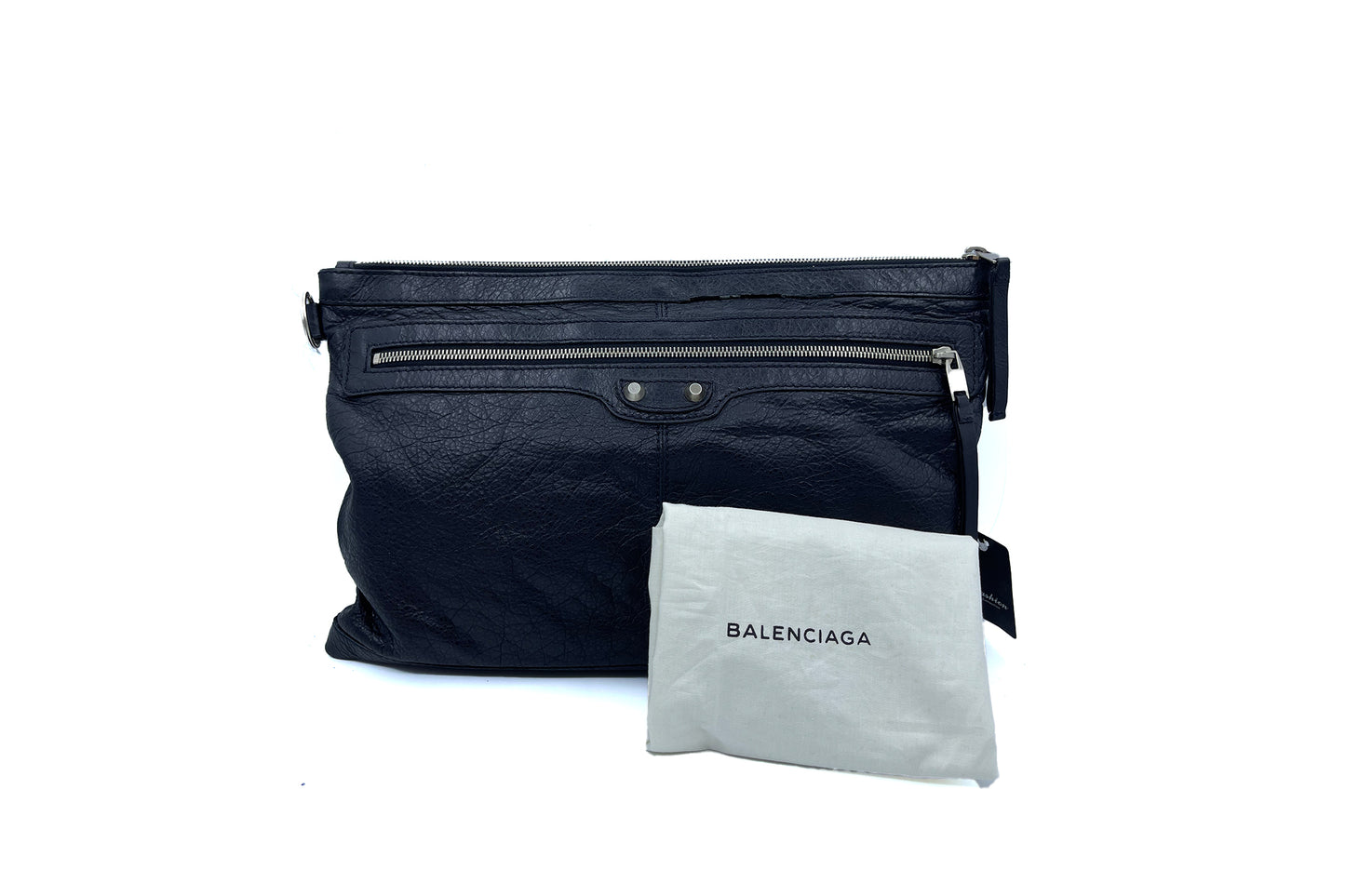 Balenciaga Black Crease Leather Clutch