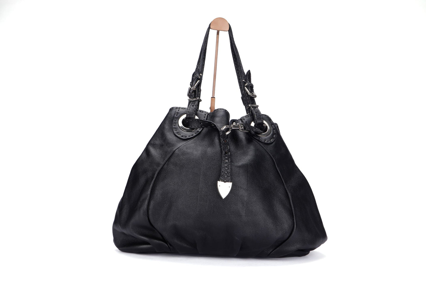 Fendi Selleria Lavorazione Serie Black Leather Shoulder Bag