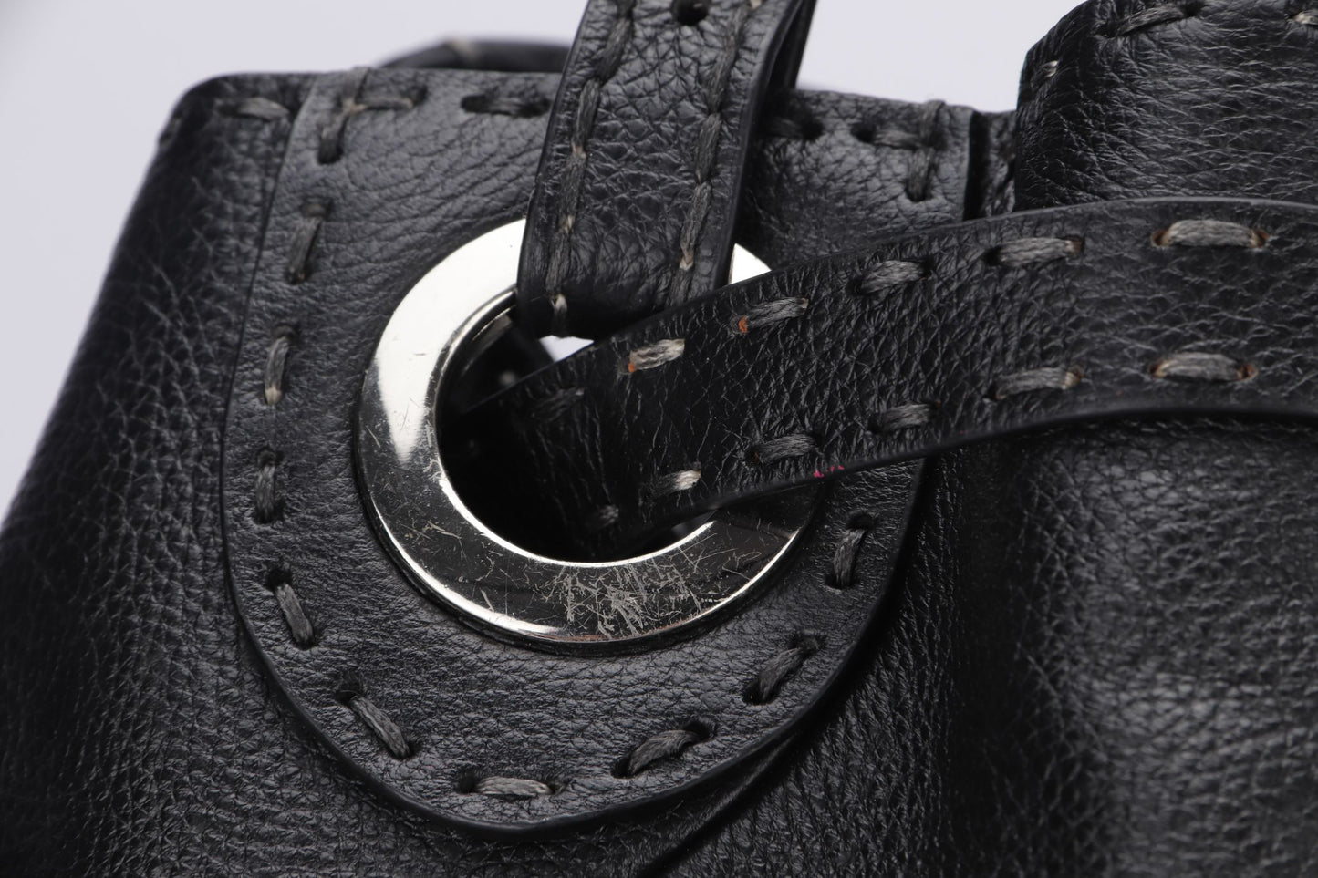 Fendi Selleria Lavorazione Serie Black Leather Shoulder Bag
