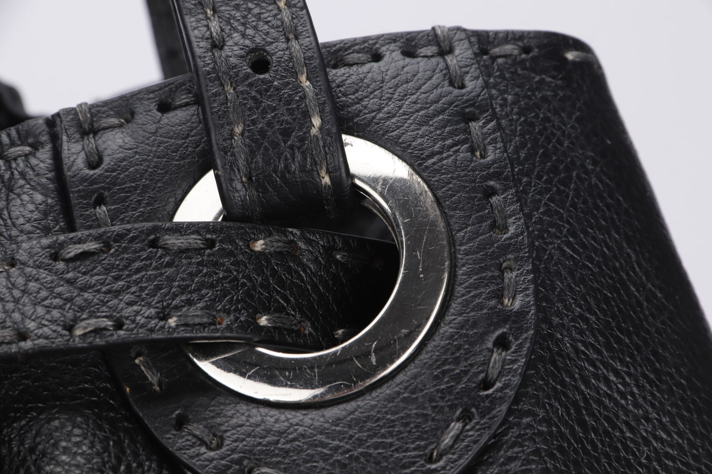 Fendi Selleria Lavorazione Serie Black Leather Shoulder Bag