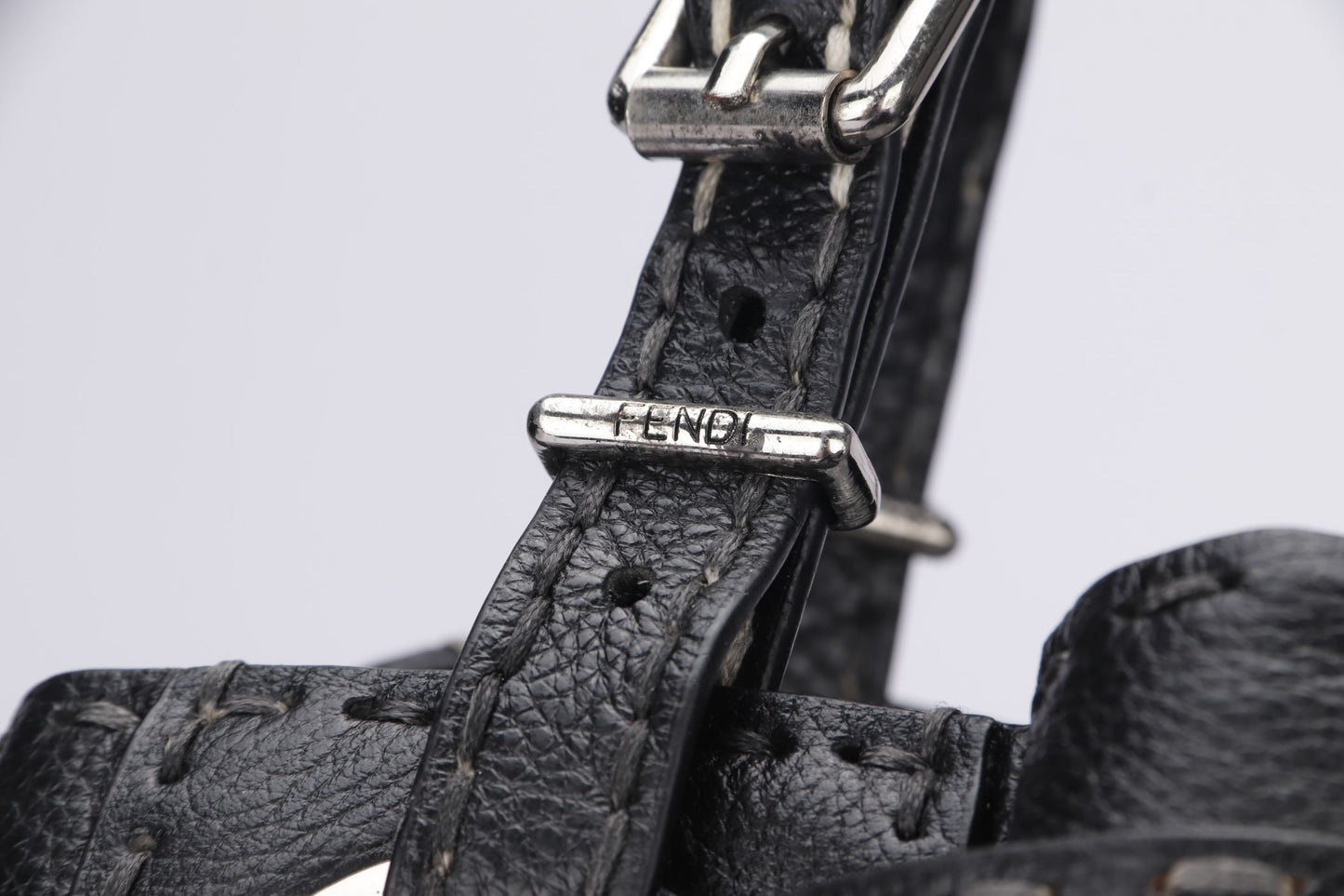 Fendi Selleria Lavorazione Serie Black Leather Shoulder Bag
