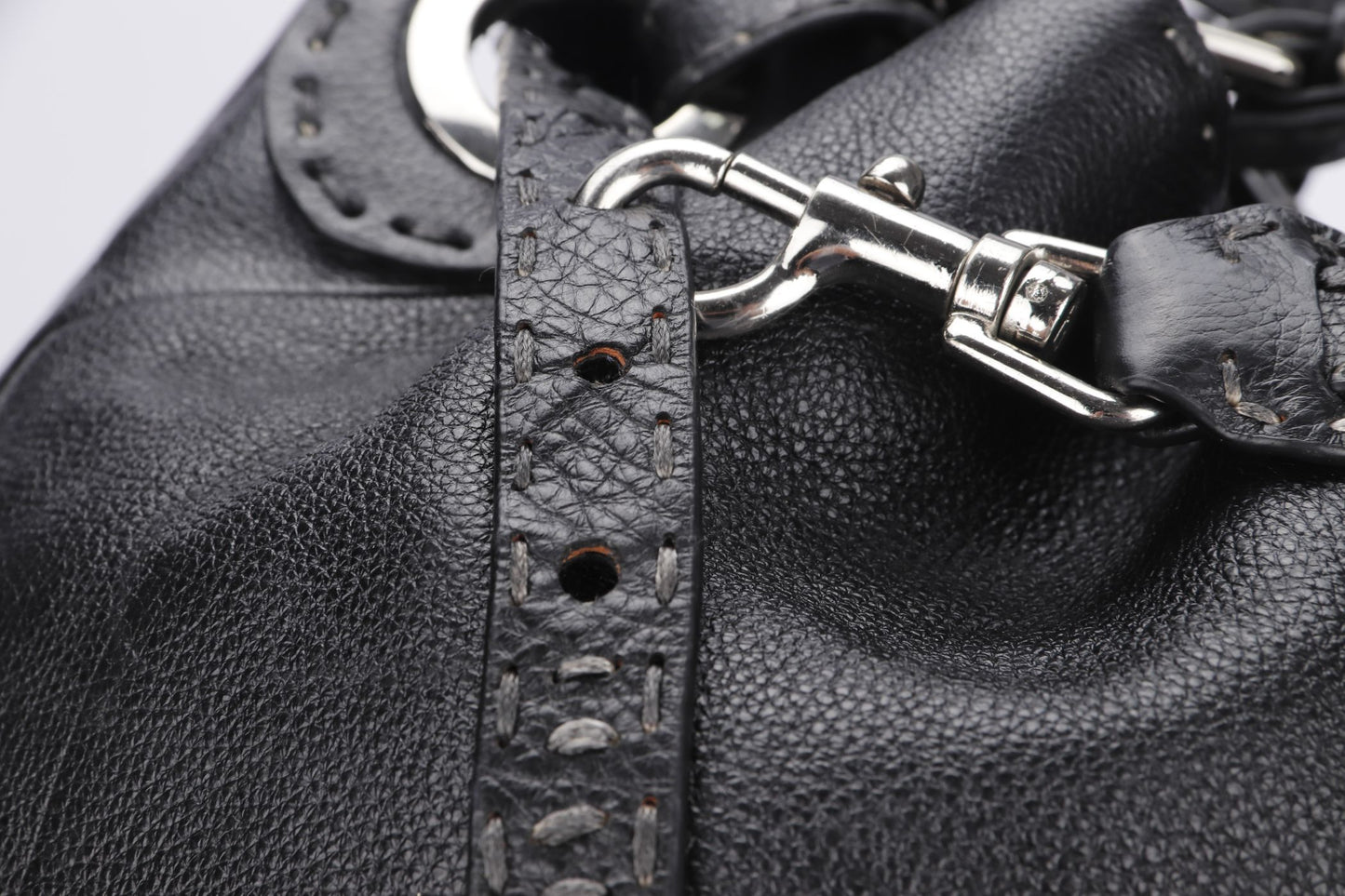 Fendi Selleria Lavorazione Serie Black Leather Shoulder Bag