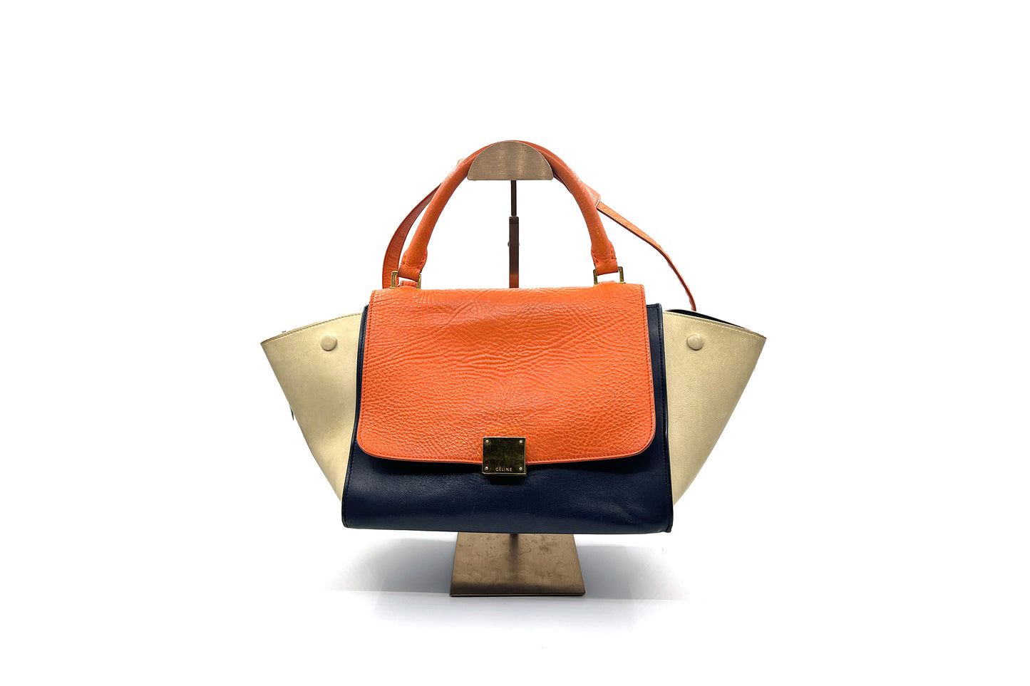 Celine Trapeze Orange, Navy & Beige Bag