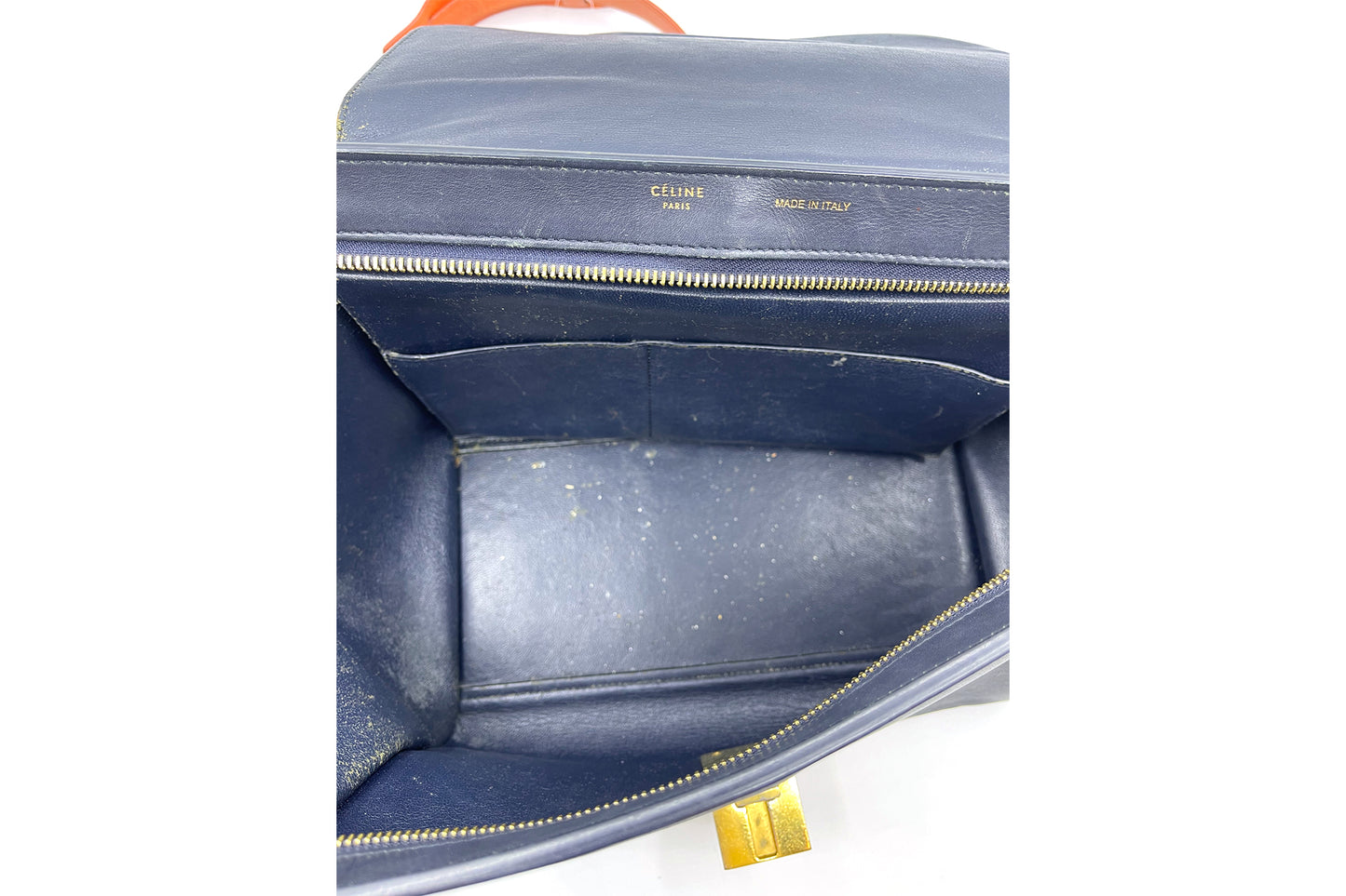 Celine Trapeze Orange, Navy & Beige Bag