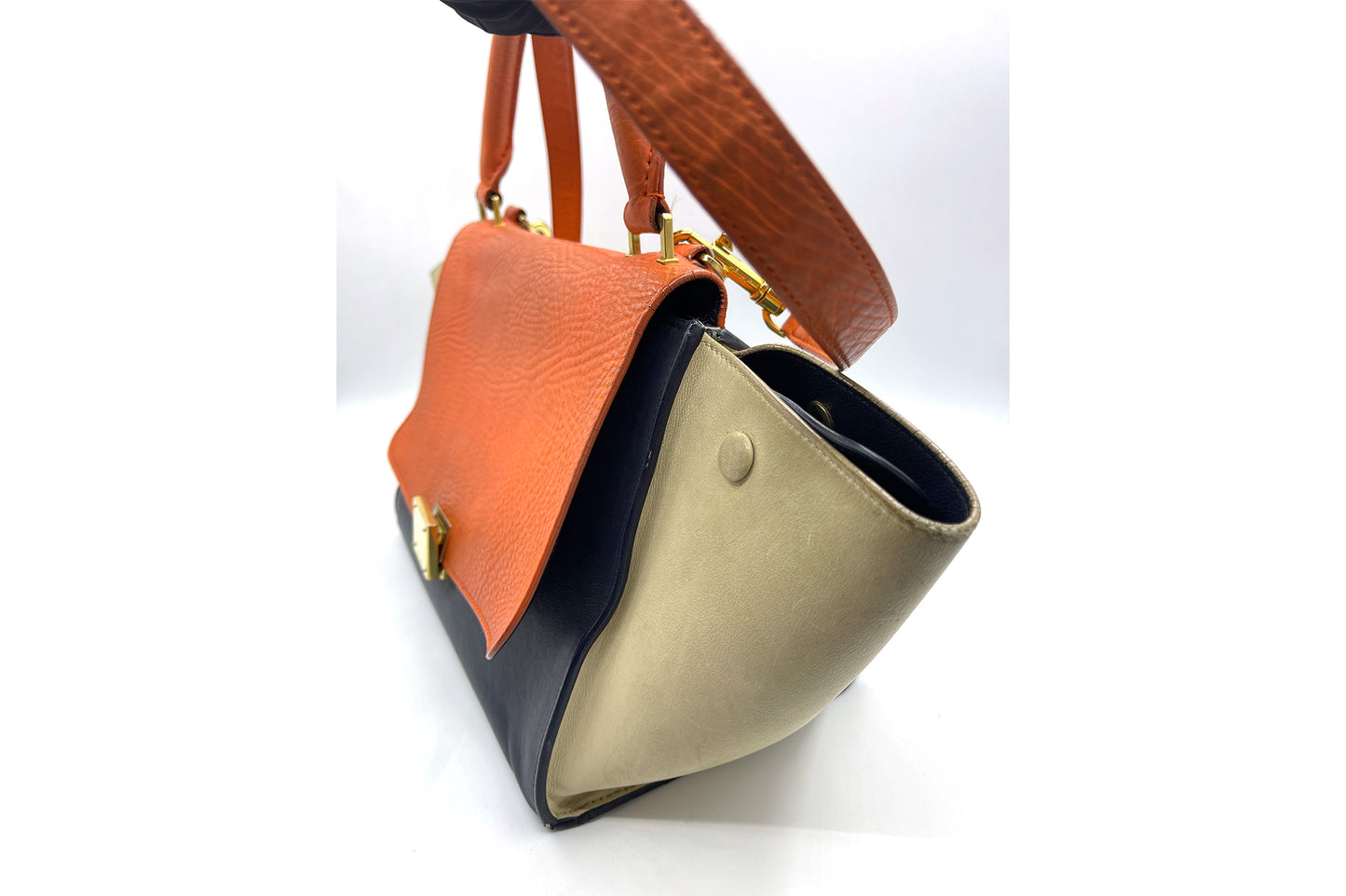 Celine Trapeze Orange, Navy & Beige Bag