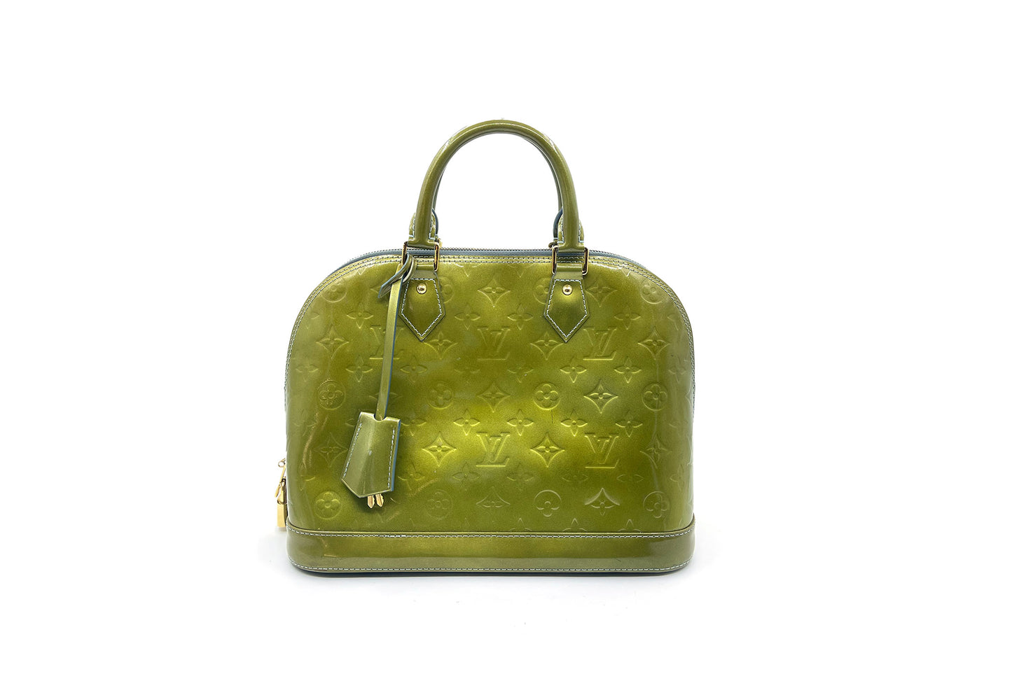 Louis Vuitton Alma Bb Olive Green Vernis Satchel