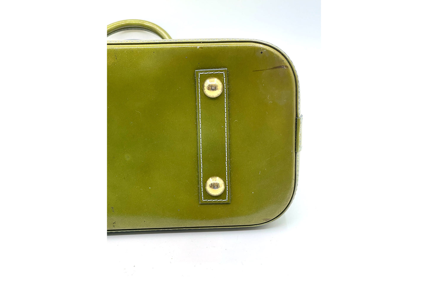 Louis Vuitton Alma Bb Olive Green Vernis Satchel