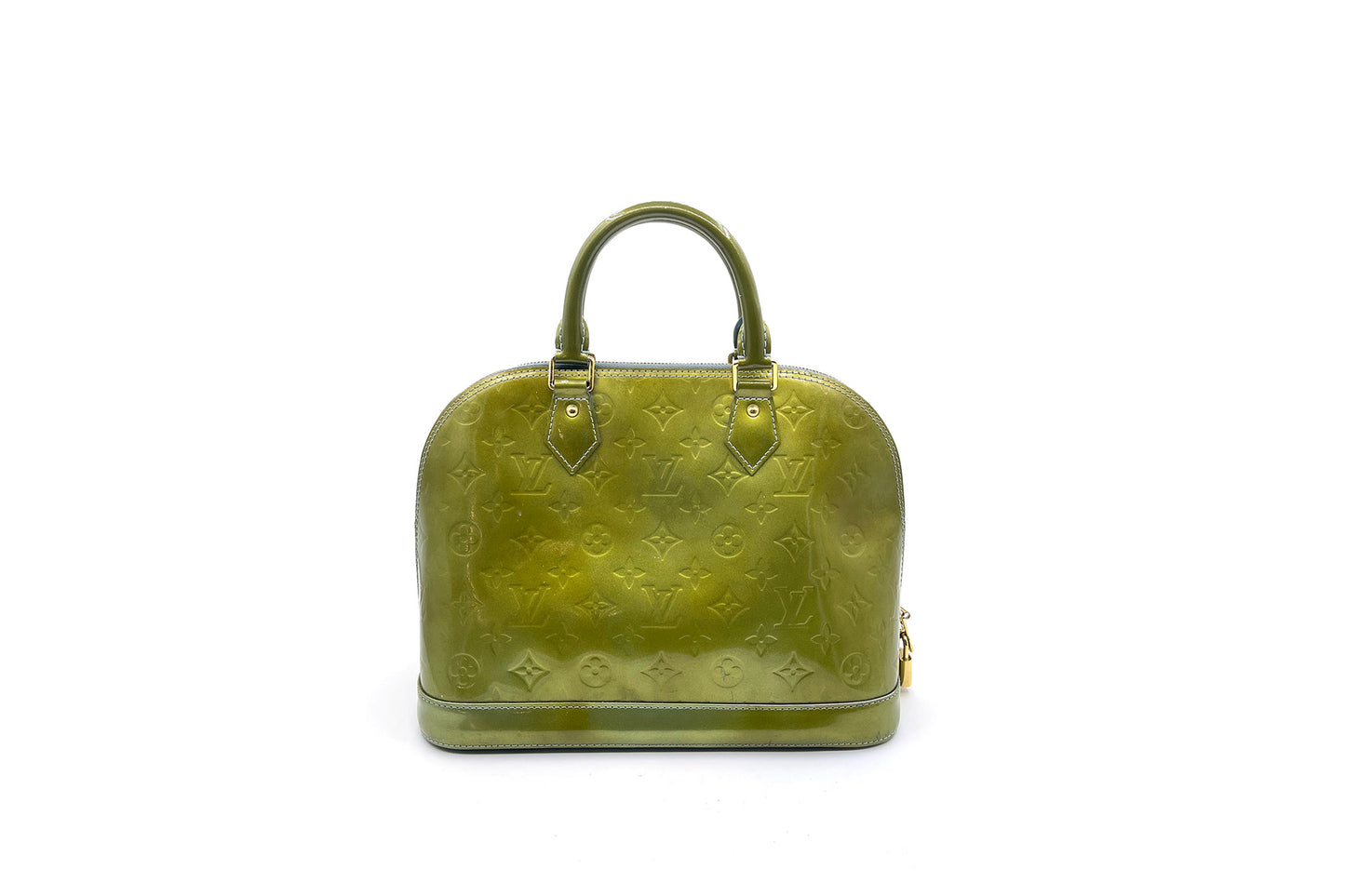 Louis Vuitton Alma Bb Olive Green Vernis Satchel