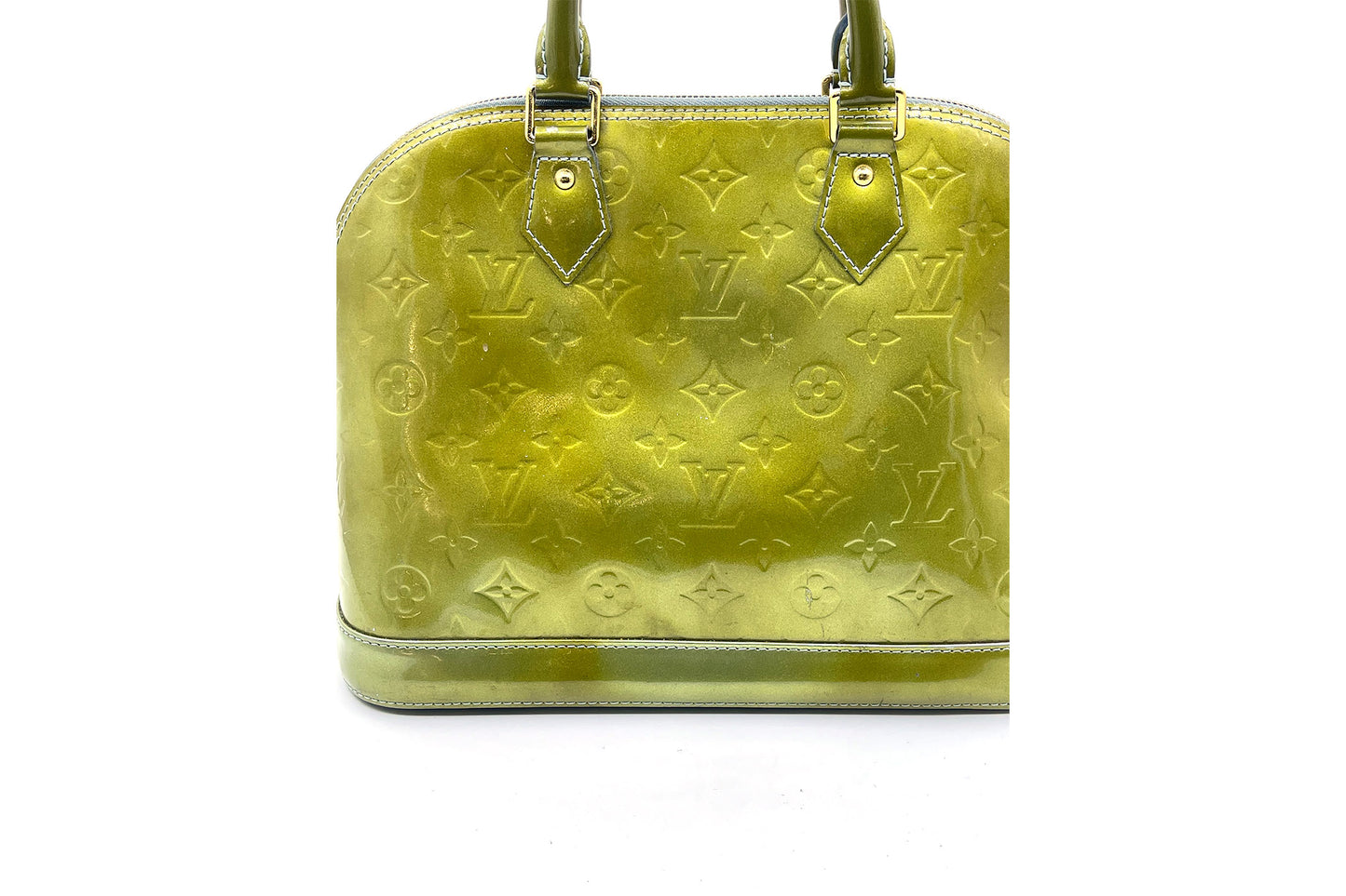 Louis Vuitton Alma Bb Olive Green Vernis Satchel