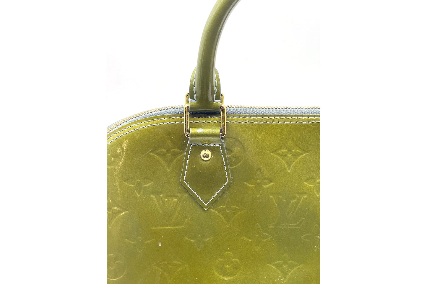 Louis Vuitton Alma Bb Olive Green Vernis Satchel