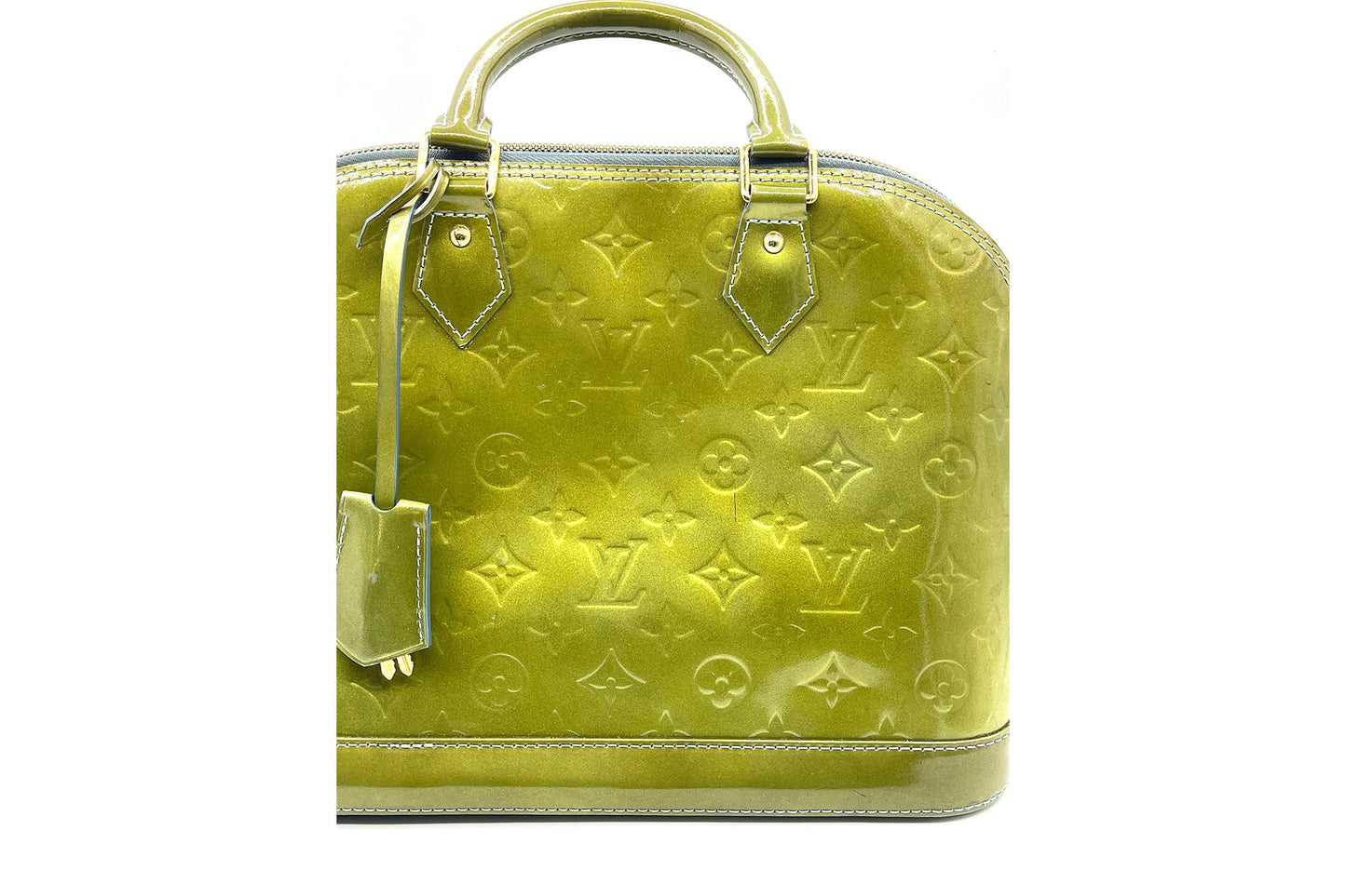 Louis Vuitton Alma Bb Olive Green Vernis Satchel