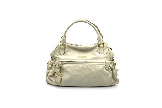 Miu Miu Nappa Medium Charm Satchel Agave