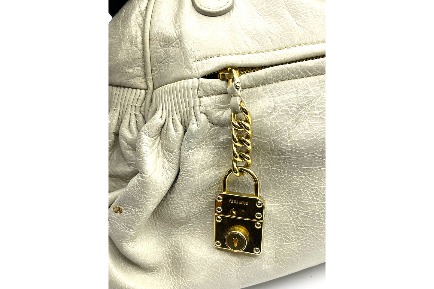 Miu Miu Nappa Medium Charm Satchel Agave