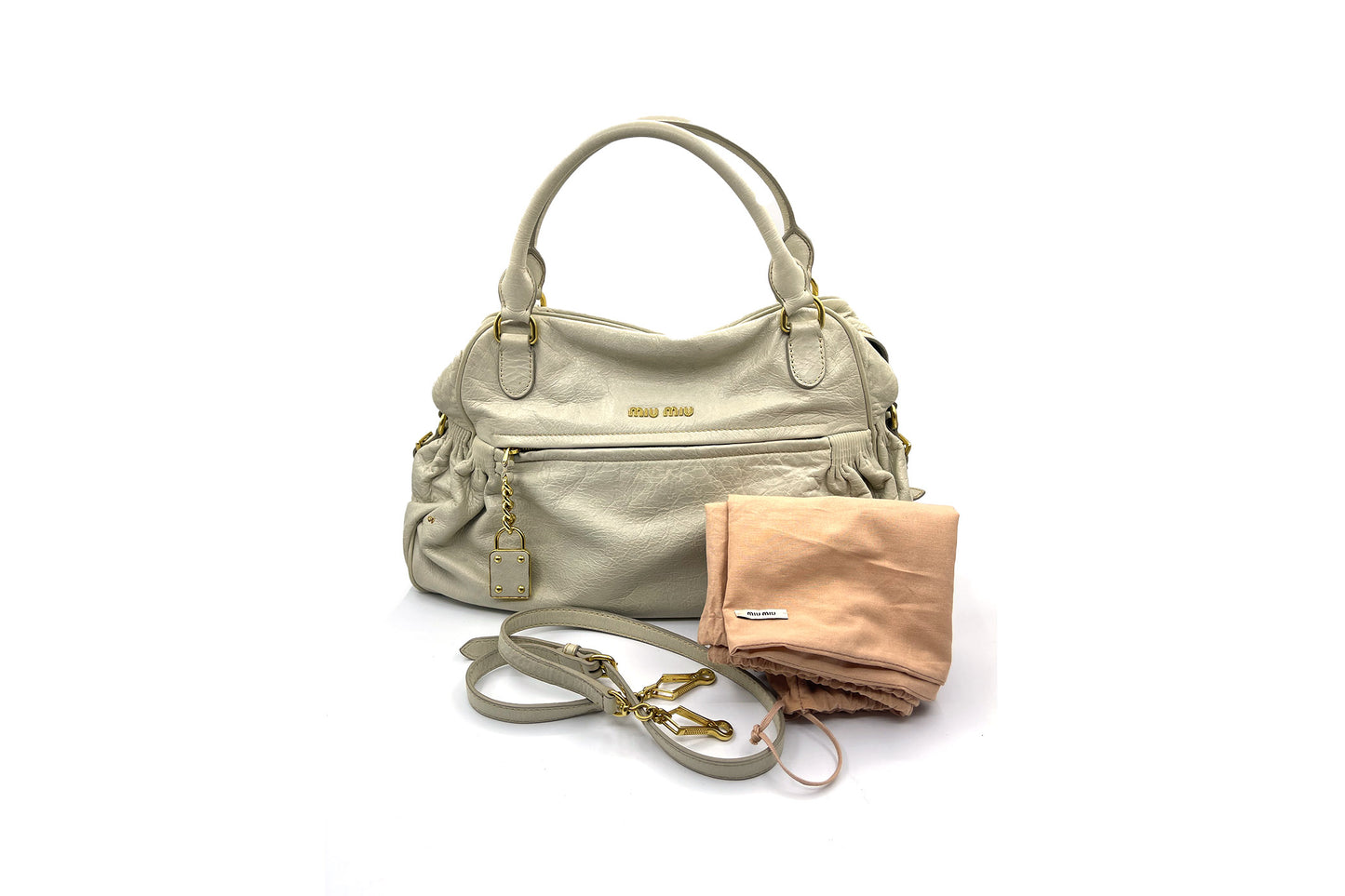 Miu Miu Nappa Medium Charm Satchel Agave